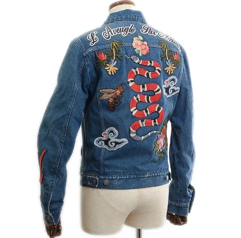 gucci jean jacket snake